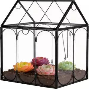 집 모양 기하학적 테라리움 뚜껑이 있는 식물을 위한 유리 다육식물 상자 가정용 실내 테이블탑 장식 7.13