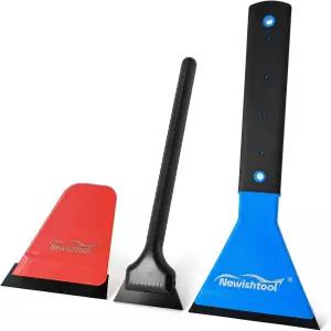 NEWISHTOOL 3 in 1 자동차 창문 틴트 스퀴지 키트에는 긴 손잡이 쿼터 윈도우 필름 설치 및 청소용 소형