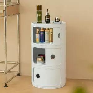 3단 원형 수납장 다용도수납 정리대 화장대수납 사이드 블 화장품 협탁