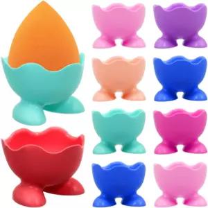 ULTECHNOBO 10팩 실리콘 컵 - 논스틱 홀더 및 서버용 소프트 끓인 전자레인지용 안전 밀렵꾼 진열대 아침