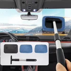 스메야 자동차 유리 청소기 와이퍼 앞유리 청소 도구 연장 가능한 손잡이가 있는 극세사 창문 자동 키트