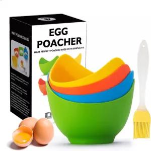 밀렵꾼 - 링 스탠드가 있는 KRGMNHR 전자레인지 스토브탑 실리콘 컵 오일 브러시 BPA 프리 4팩