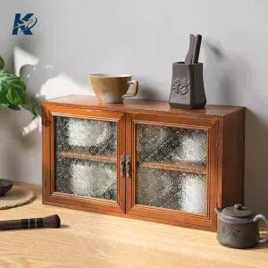 엔틱 원목 유리문 진열 장식장 수납장 미니 수납 찻잔 선반 탁상