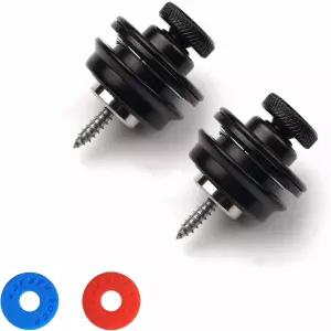 마이웨이어 기타 스트랩 잠금 원형 헤드 헤비 듀티 금속 버튼 2개 및 전기 어쿠스틱 고무 블록 우쿨렐레