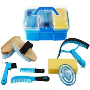 정리함 U2013 소프트 CUNHILL 용품이 스웨트 브러시 스크래퍼 커리 포함된 스펀지 하드 초보자용 9피스 그루밍 라이더 발굽 키트