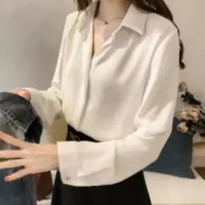 /신상오픈런 여성용 실키 쉬폰 긴팔 블라우스 오피스 스타일