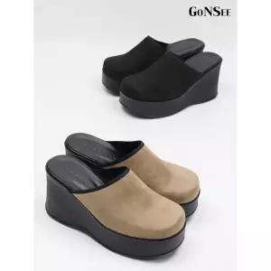 [하프클럽/고앤씨]여성 피오나 스웨이드 키높이 통굽 슬리퍼 8cm