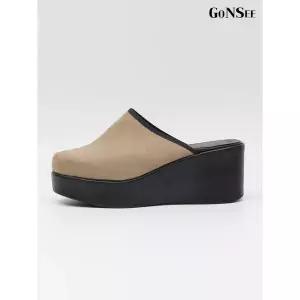 [하프클럽/고앤씨]여성 피오나 스웨이드 키높이 통굽 슬리퍼 6.5cm