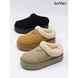 [하프클럽/고앤씨]여성 겨울 방한 프라하 뽀글이 퍼 털 슬리퍼 실내화 5cm