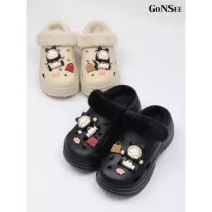 [하프클럽/고앤씨]여성 지비츠 겨울 방한 키높이 털 슬리퍼 6cm