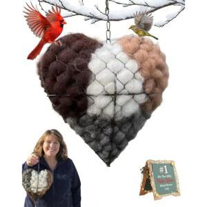 새로운 수제 스탠드 선물 정원 하트 벌새 애호가를 버드하우스 알파카 둥지 위한 야외 1PCS 상자 섬유 야생 재료 나무 쉼터 겨울 조류 아트