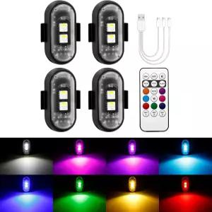 자동차 오토바이용 무선 LED 스트로브 조명 RGB 충돌 방지 미니 USB 충전식 마그네틱 경고 깜박임 4PCS