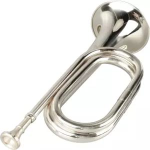 월프론트 C 키 트럼펫 기병대 나팔 군악대를 위한 마우스피스가 있는 밀리터리 스타일 브라스 실버