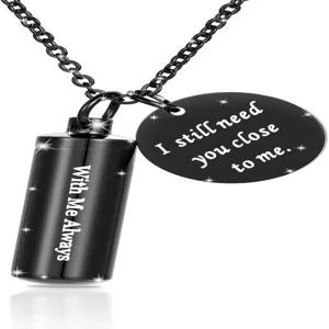 재를 위한 화장 실린더 목걸이 스테인리스 스틸 항아리 로켓 펜던트 홀더 기념 보석 - 항상 나와 함께