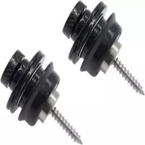 사운드스파이어 2팩 기타 스트랩 잠금 버튼 전기/음향 및 베이스용 헤비 듀티 메탈 퀵 릴리스 블랙