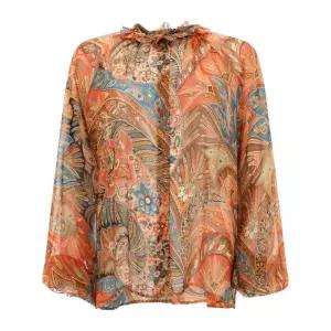 페이즐리 러플 하이넥 실크 셔츠 WRIA0109 AKI48X0863