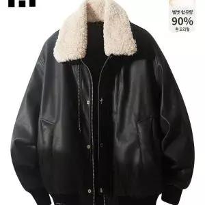 양털카라 남자 가죽 겨울 자켓 양털 숏패딩 블랙 브라운 점퍼