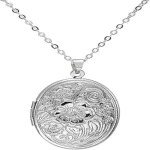 포야뮤즈 레트로 플라워 로켓 펜던트 목걸이 - 기념 기념품 DIY 선물용 빈티지 구리 색상 매력 주얼리