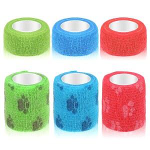 반려견용 젤슬루트 6개 1인치 접착 반려동물 5야드 프린트 있는 응집력 2인치 붕대 발목 자가