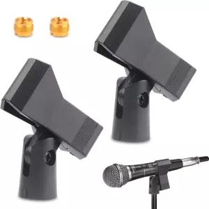 스탠드용 2PCS 마이크 클립 및 조절 가능한 홀더 5/8인치 수컷에서 3/8인치 암컷 나사 외경 32mm에서