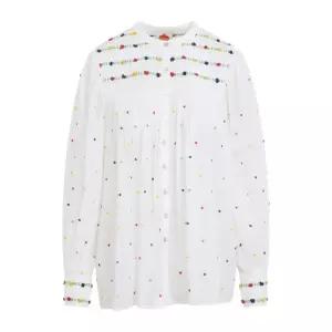 도트 자수 스모크 요크 블라우스 348916 L0025