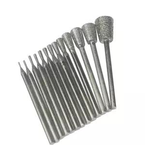 루오케 13개 다이아몬드 버 3/32인치 섕크 반전 원뿔 모양 장착 돌 조각 비트 회전 도구용