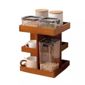 소형 커피잔 미니우드 2단 수납장 찬장