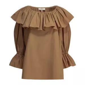 러플 코튼 탑 CH26UH10114426U BROWN