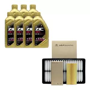 ZIC 그랜드카니발R 디젤 엔진오일 지크 X9 LS 5W30 7리터 순정 오일필터 에어필터 세트