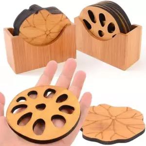 우드 티코스터 연꽃 나뭇잎 컵받침 세트