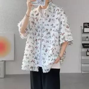 키체샵 남친 꽃 솔리드 커플 상의 셔츠 빅사이즈 HO1