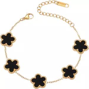 여성용 FUNIO 클로버 팔찌 18K 골드 도금 네 잎 꽃 럭키 4 링크 주얼리 선물