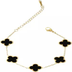 여성용 18K 골드 도금 포 클로버 럭키 브레이슬릿 화이트/블랙/레드/그린/블루 스택에 가장 적합하고