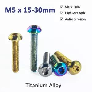 호환  1pcs 티타늄 볼트 M5 x 12 15 20 25 30mm 자전거 자동차 수리 볼트 Ti 나사에 대 한 절반 둥근 머리