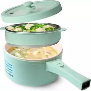 찜기가 있는 드링크팟 2L 전기 냄비 라면 계란 수프 오트밀 논스틱 미니 냄비(온도 조절 가능)