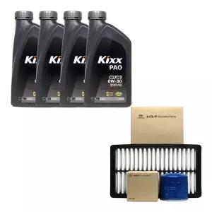 캐스퍼 터보 가솔린 엔진오일 킥스 파오 0W30 4리터 순정 오일필터 에어필터 PAO