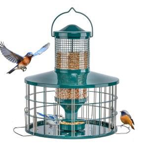 업그레이드된 우리 방지 그릴 모이통 크기의 새들 찌르레기 그린 다람쥐 용량 모이통 야생 조정 방지 씨앗 튜브 작은 3파운드 유연한 DIY 걸이 유인