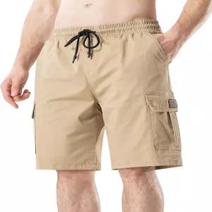 HHZ 남성용 드로스트링 카고 반바지 릴렉스핏 포켓 작업복 등산용 여름 기능성 하이킹 아웃레저 쇼츠