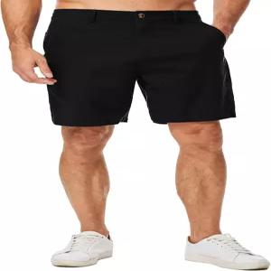 JMIERR 남성용 코튼 린넨 반바지 8인치 버튼 웨스트 여름 비치 쇼츠 면마 혼방 캐주얼 포켓 하의