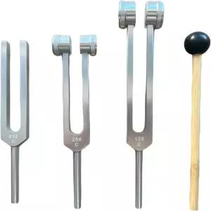 요가 명상 스트레스 관리 및 악기용 튜닝 포크 세트 128Hz 천 파우치 실리콘 망치 수리 도구 클리닝 포함