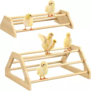 파와부 병아리 농어 2팩 나무 닭장 바 큰 및 작은 2사이즈 닭 장난감 스탠드 오리 메추라기