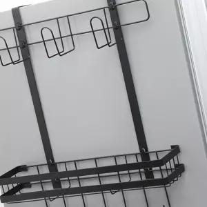 냉장고 선반 걸이식 2단 선반 주방 정리 수납장 측면 수납 다용도 수납함 블랙