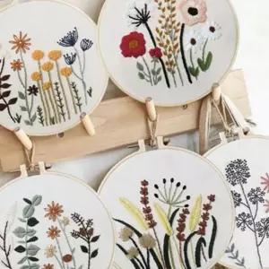 프랑스 자수 패키지 DIY 취미 세트 도안 포함 식물 패턴 자수 세트