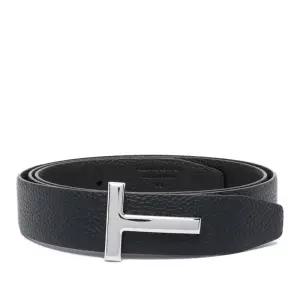 로고 플라크 페블 가죽 벨트 TB224 LCL236S3LN01