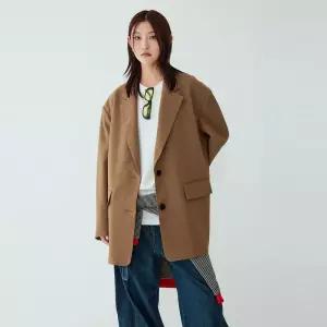 [매장정품] 스튜디오 톰보이 오버핏 숄더 투버튼 싱글자켓_카키 베이지 9105312101 3572329