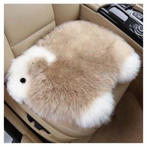 펀테일 울 카시트 쿠션 편안한 스타일의 및 의자용 사랑스러운 양 모양 내추럴 귀여운 시트 소프트 커버 핏(1PC)(라이트