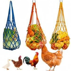 3개의 재사용 가능한 야채 및 걸이식 닭 모이통, 갈고리가 달린 먹이 도구, 간식 홀더, 닭, 거위, 오리, 큰 새를 위한 닭장