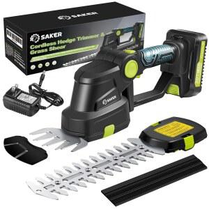 세이커 무선 헤지 트리머-20V 전기 관목 트리머 잔디 가위 휴대용 커터, 1개의 PCS 충전식 배터리 및 정원용 충전기가 포함된 전단