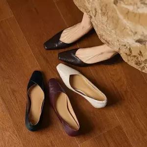 SMK 오피스룩 봄 여친 펌프스 양가죽 컴포트 플랫슈즈 힐 속굽 가죽 미들 웨지 JEN1