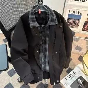 남사친 투피스 가짜 행정 봄옷 점퍼 칼라 체크 코트 저고리 OP1